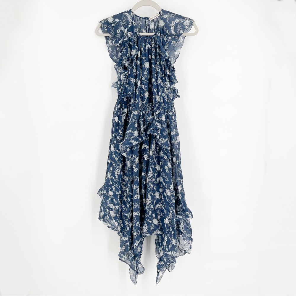ULLA JOHNSON Caterina Dress in Azure 100% Silk Revolve Women’s Size 2